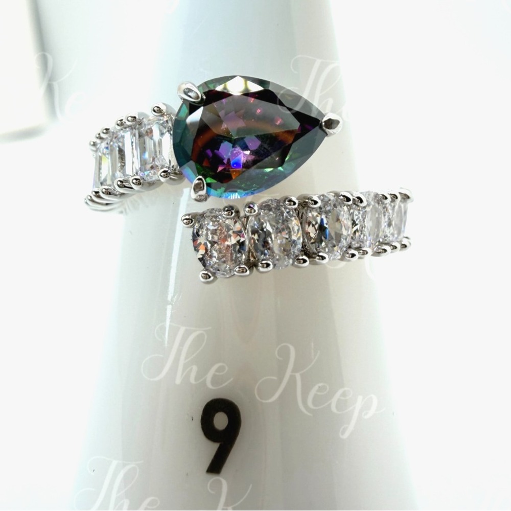 Size 9 Bomb Party June Ring - RG76580 Midnight Teardrop - Alexandrite on Rhodium